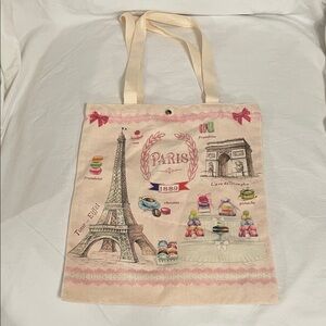 Paris Themed Tote Bag - Cream